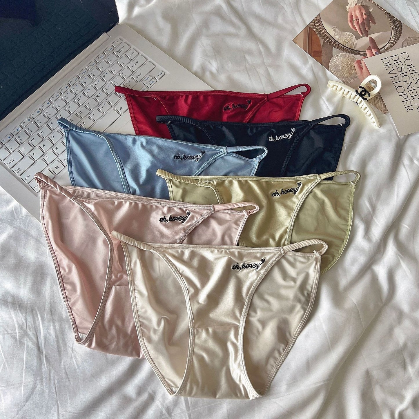 🛍️Women's Silk Underwear with Embroidery Letters