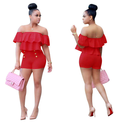 ❤️Two Piece Crop Top Ruffle Set