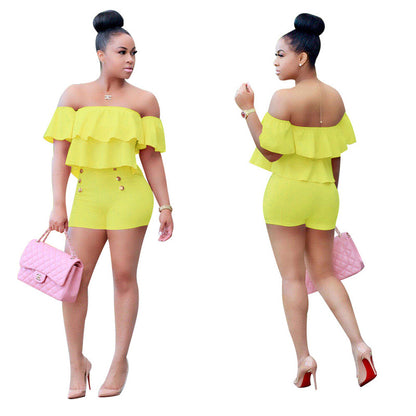 ❤️Two Piece Crop Top Ruffle Set