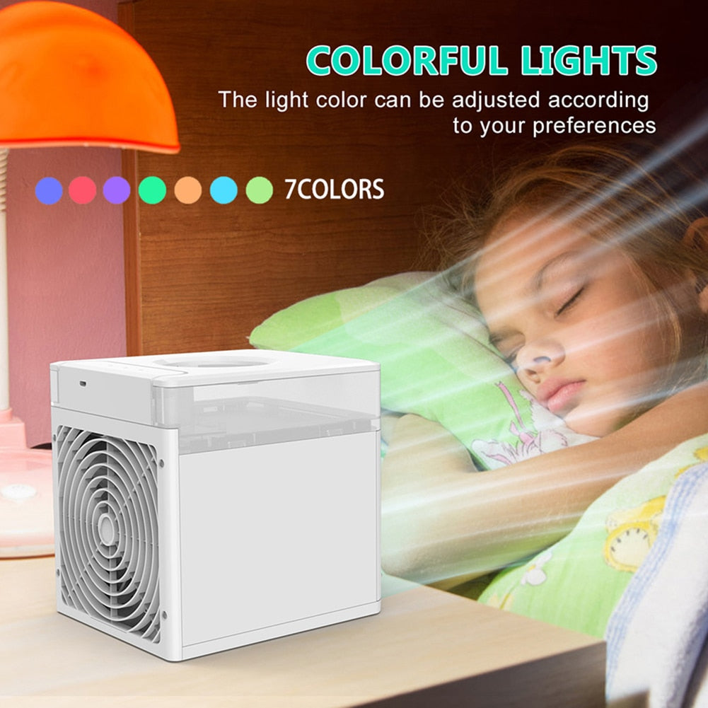 🛍️Mini USB Portable Air Conditioner and Air Cooler Fan with 7 Color Lights