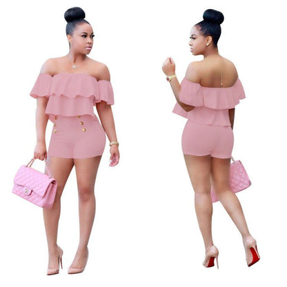 ❤️Two Piece Crop Top Ruffle Set