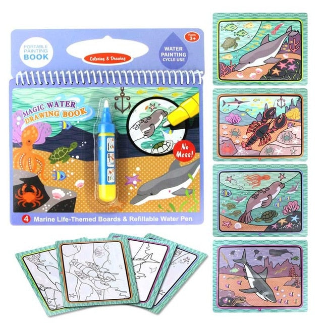 Magic Water Drawing Coloring Book w/ Magic Pen