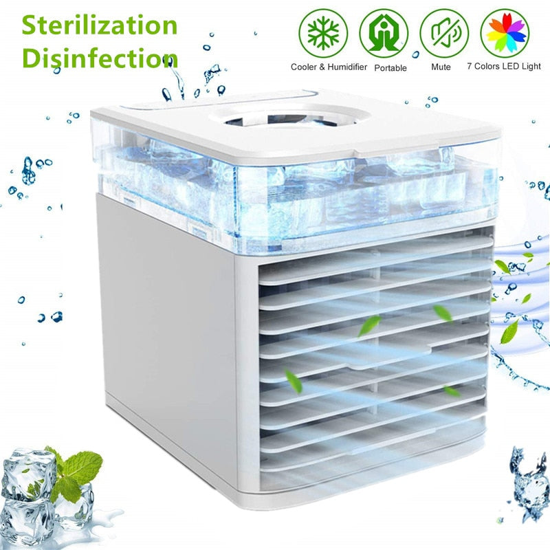 🛍️Mini USB Portable Air Conditioner and Air Cooler Fan with 7 Color Lights