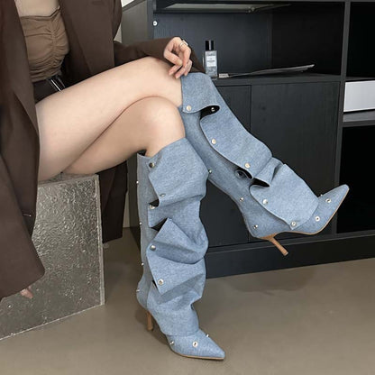 🛍️Snap Buttons Removable Denim Boots