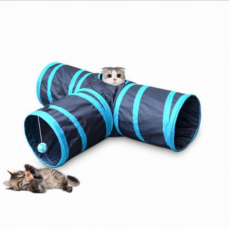 Foldable 3 Holes Pet Cat Tunnel Toys Indoor Outdoor Pet Cats Training Toy Kitten Rabbit Funny Cat Tunnel House Toys