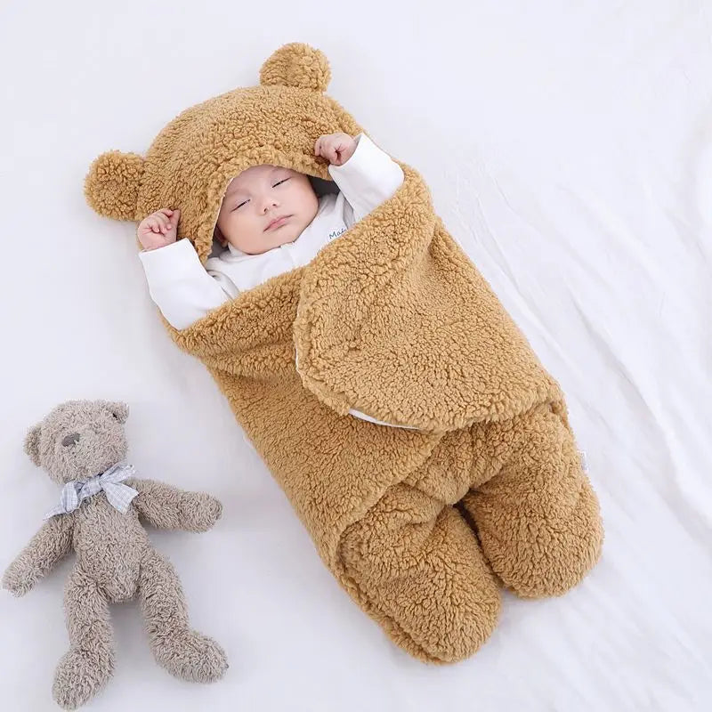 🛍️Ultra-Soft Fluffy Fleece Baby Swaddling Sleeping Bag