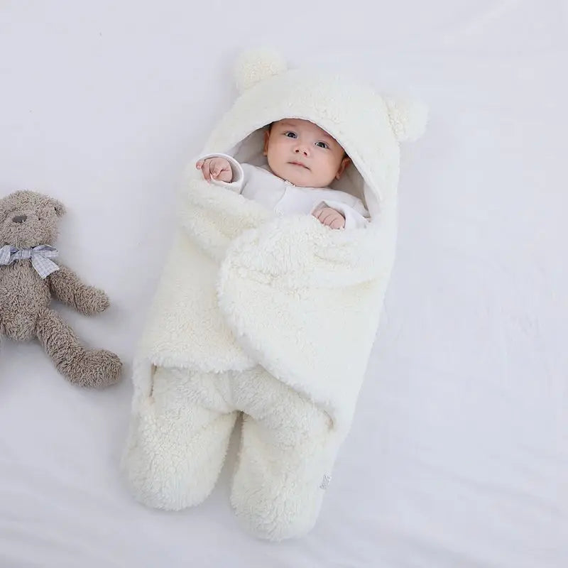 🛍️Ultra-Soft Fluffy Fleece Baby Swaddling Sleeping Bag