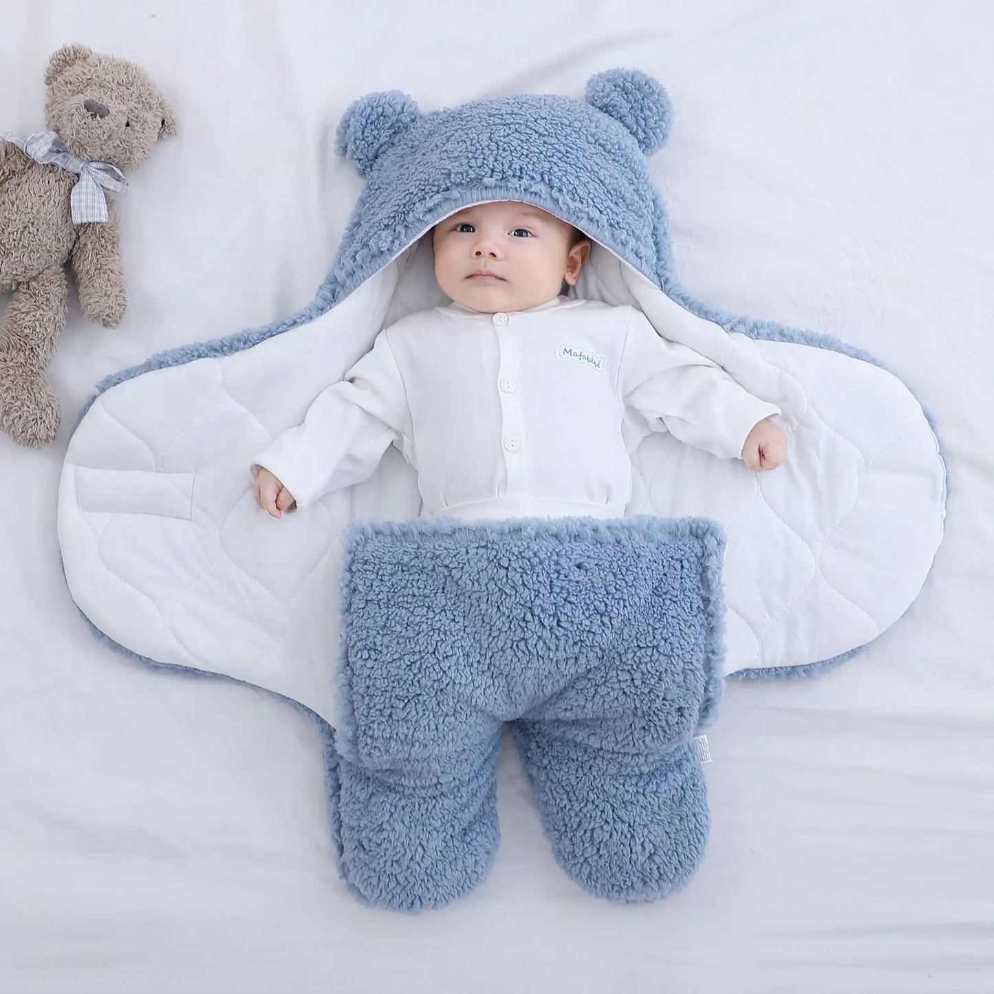 🛍️Ultra-Soft Fluffy Fleece Baby Swaddling Sleeping Bag