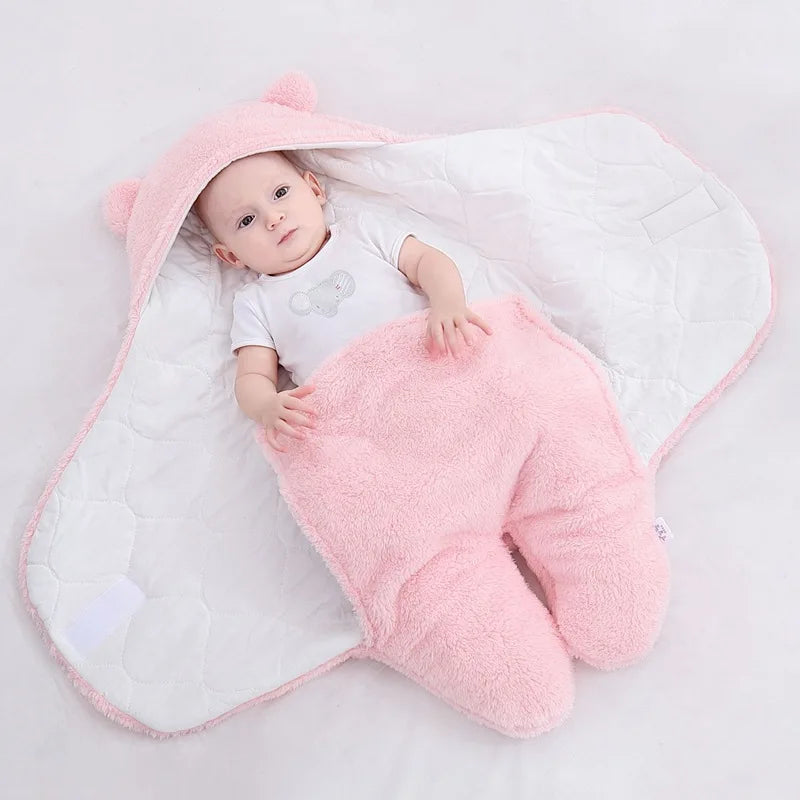 🛍️Ultra-Soft Fluffy Fleece Baby Swaddling Sleeping Bag