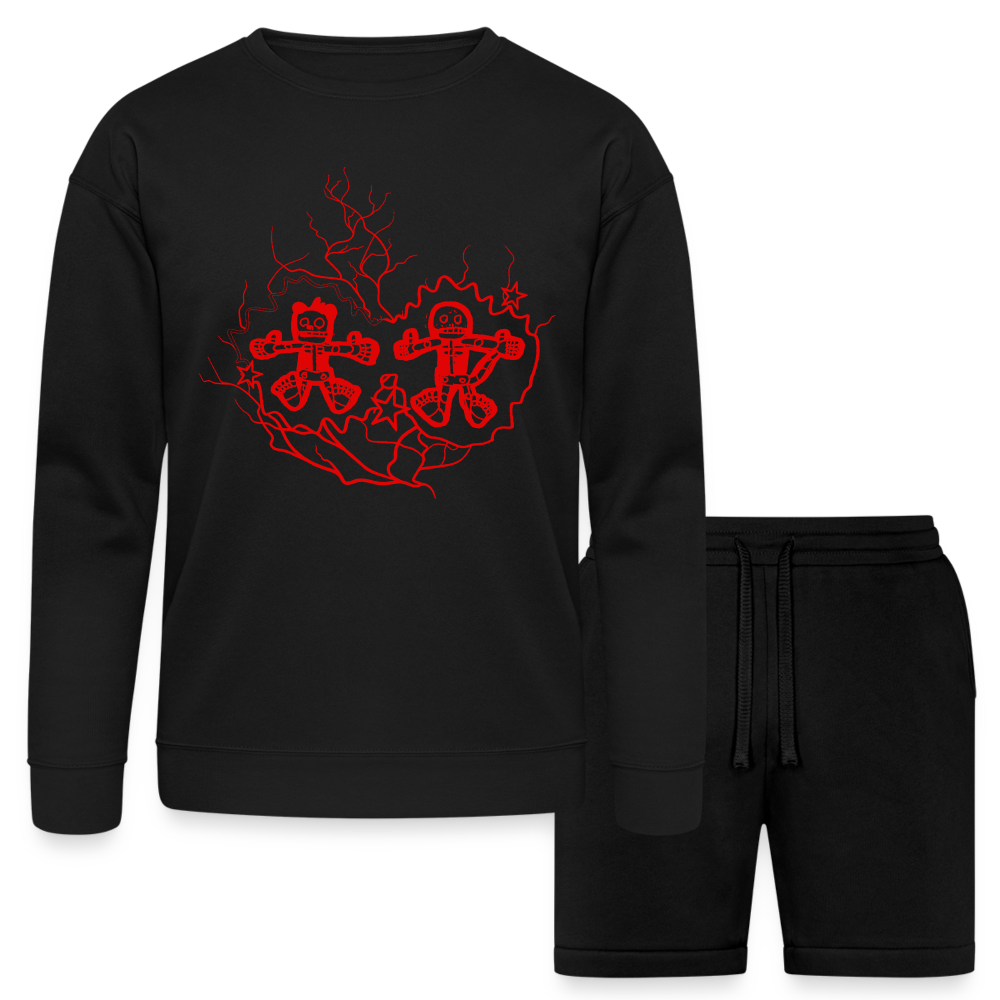 Blk/Red Strike Sweater/shorts Set - black