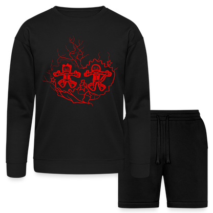 Blk/Red Strike Sweater/shorts Set - black