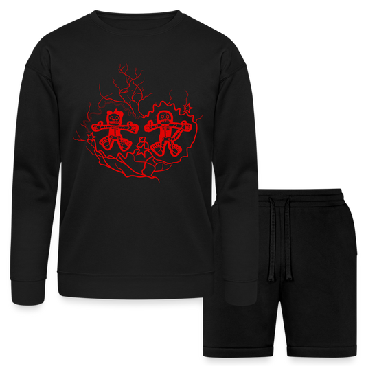 Blk/Red Strike Sweater/shorts Set - black