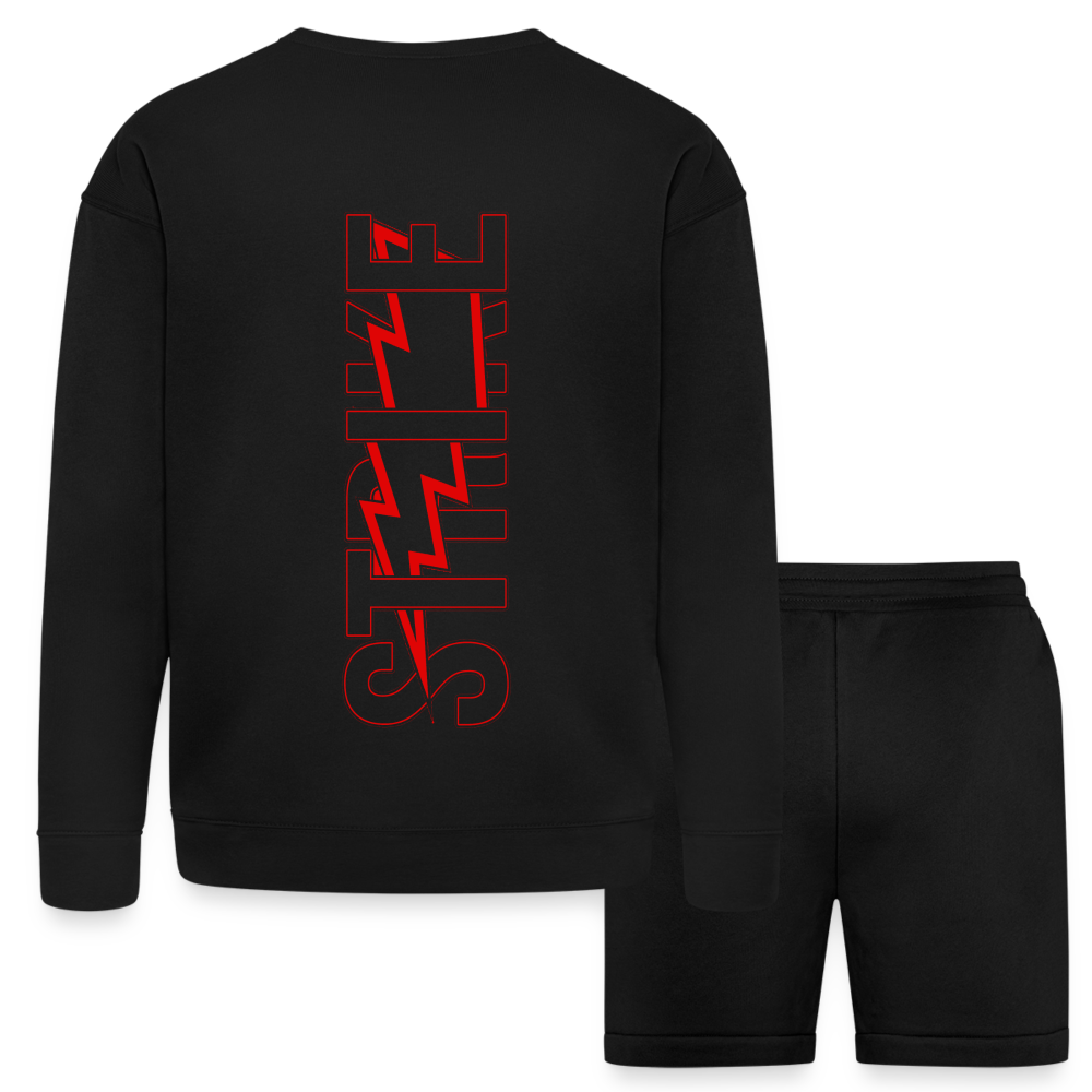 Blk/Red Strike Sweater/shorts Set - black