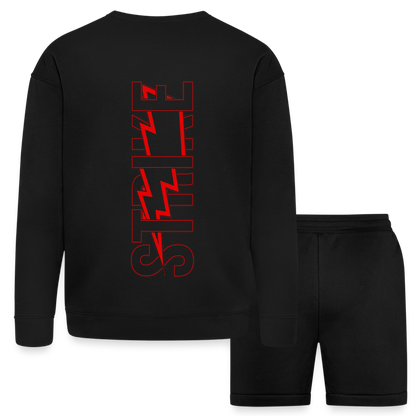 Blk/Red Strike Sweater/shorts Set - black