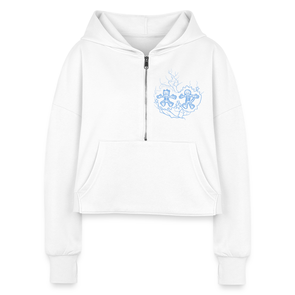 Women's Half Zip Cropped Hoodie - white